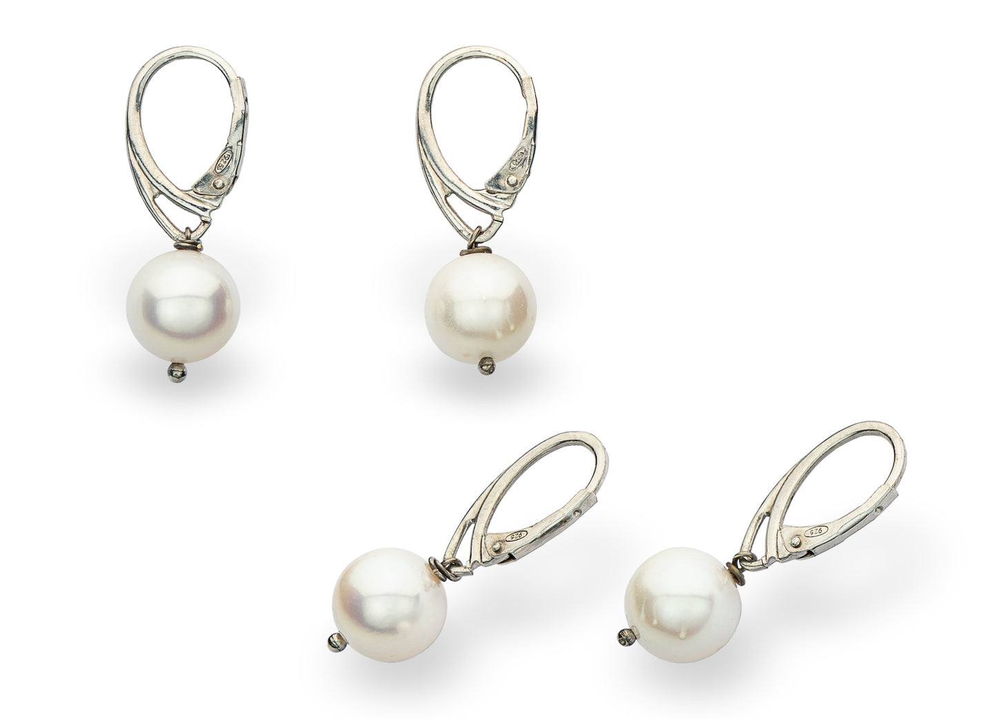Pendant Earring Pearl Silver 12 mm